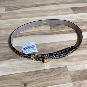 Petit Moments Polished Faux Fur Belt - Leopard and Gold - Size M/L